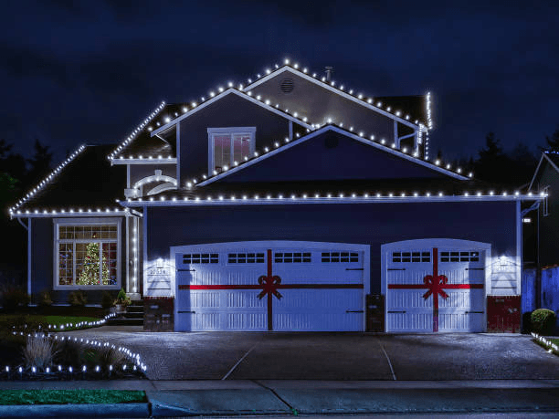 Home with professionally installed Christmas lights